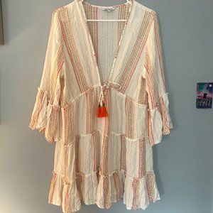 Blue Island Cream, Orange, Yellow Swim Cover Up (Size L)